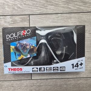 New Dolfino Professionals THEOS Black and White Swim Mask. Ages 14+. Snorkeling